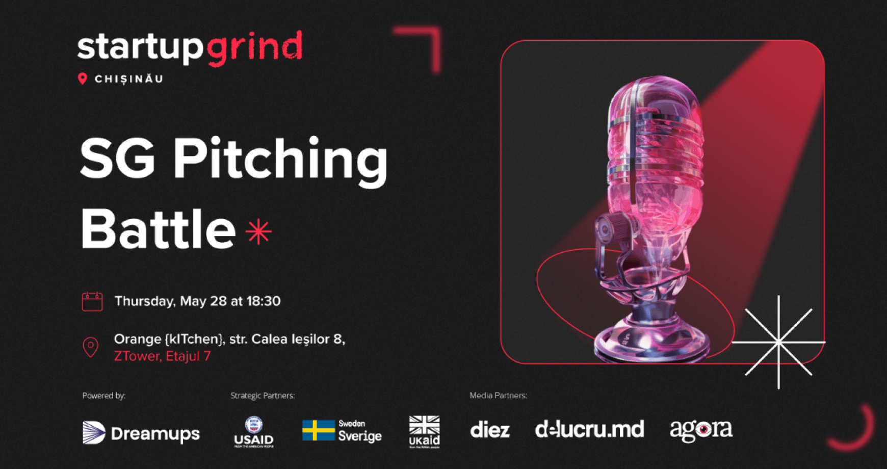 Pe 28 Mai vino la Startup Grind Chișinău ediția Pitch Battle. Cine va câștiga? Tu decizi.